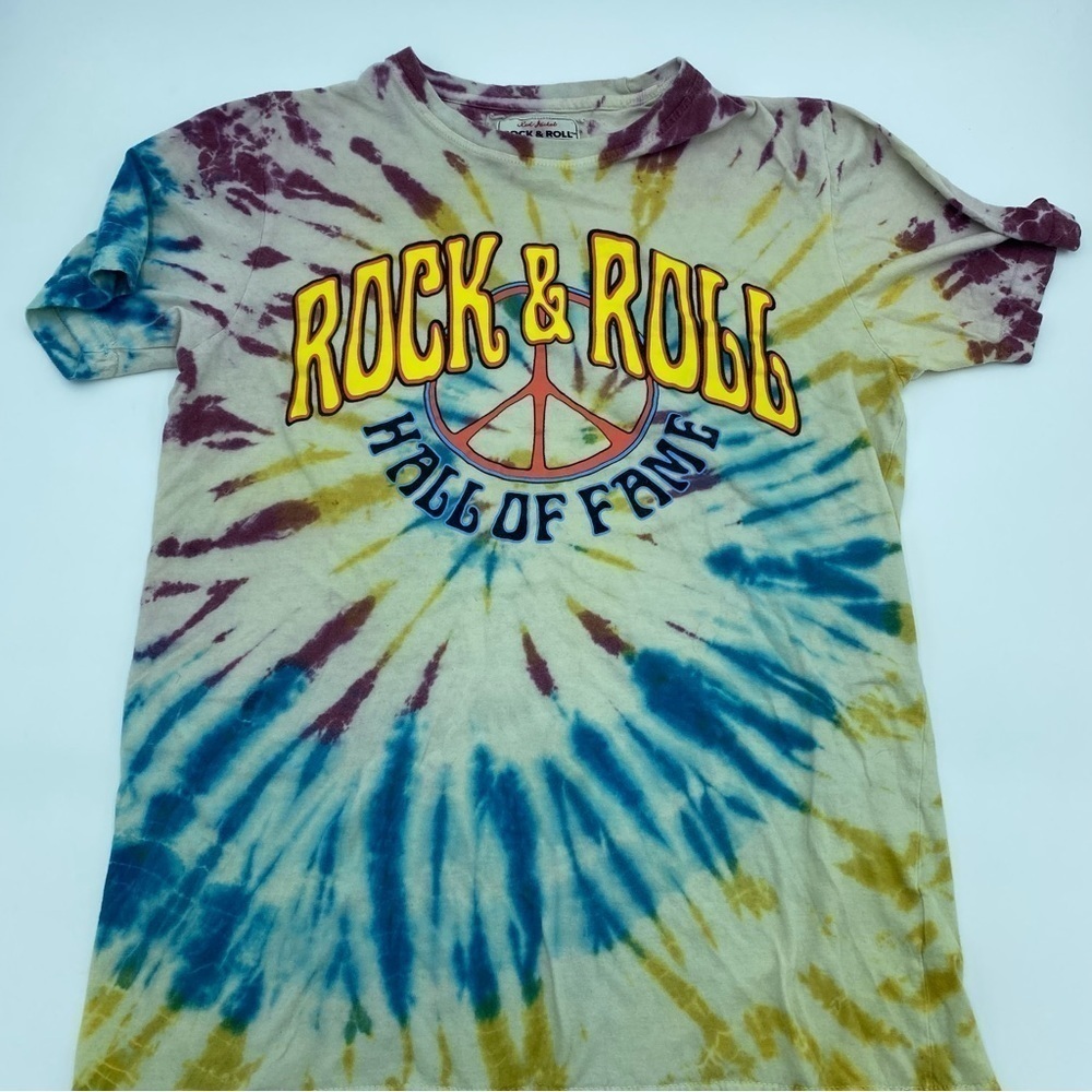 Red Jacket Vintage Tie-Dyed Rock & Roll Hall‎ Of Fame T-Shirt Short Sleeve XS